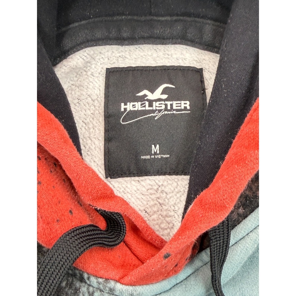 Hollister Mens Medium Multi-Color Paint Splatter Logo Pullover Hoodie Sweatshirt - Picture 3 of 5